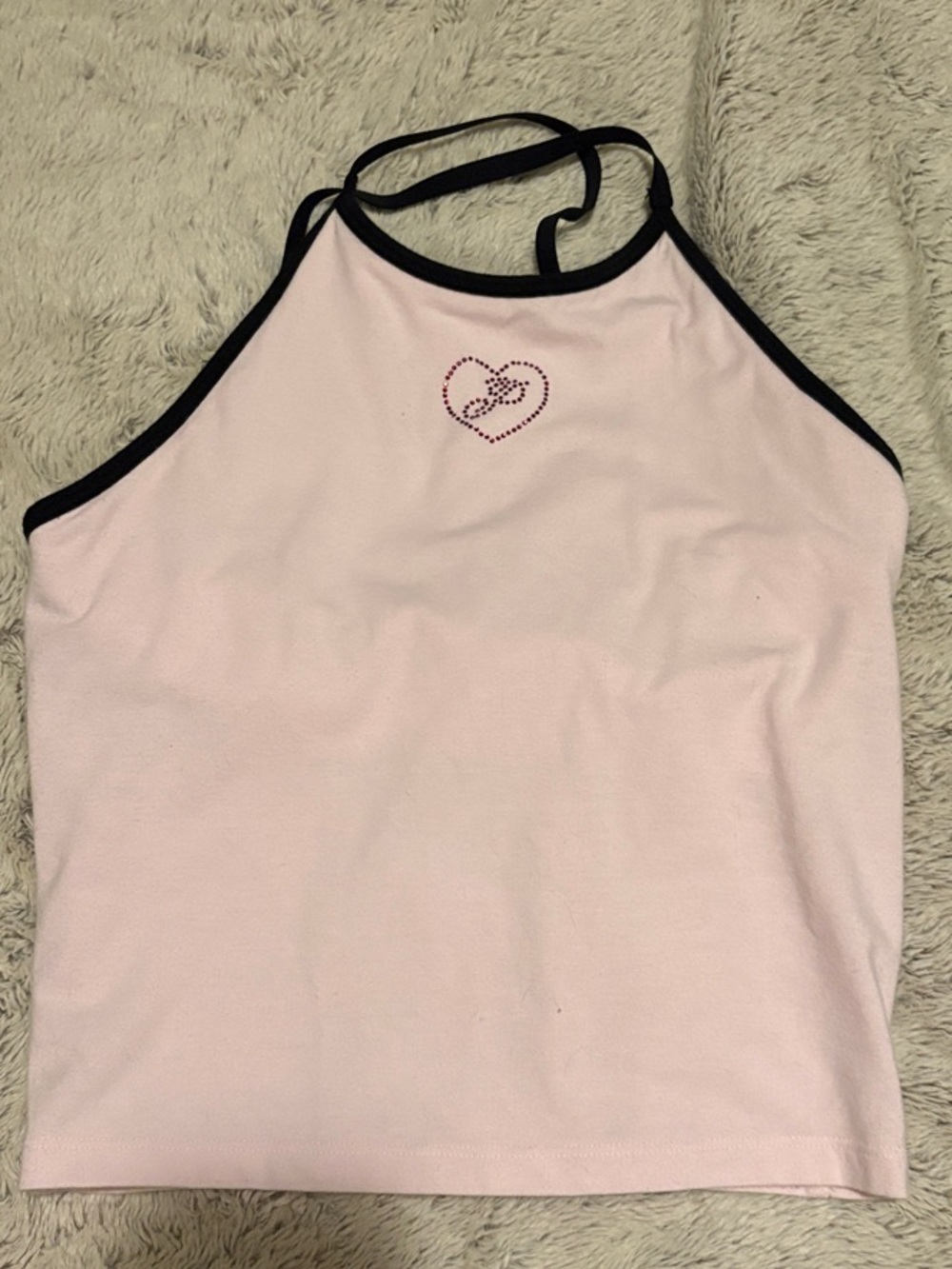 PINK Victoria's Secret Light Pink Halter Tank with Black Trim